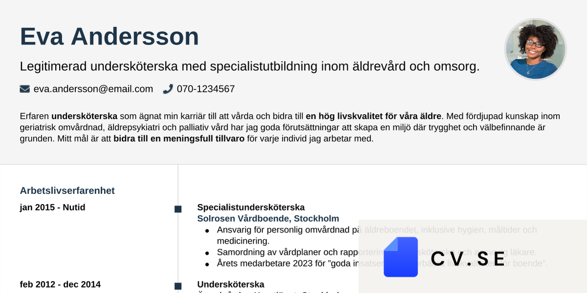 CV Undersköterska – CV-exempel & Goda Råd - CV.se